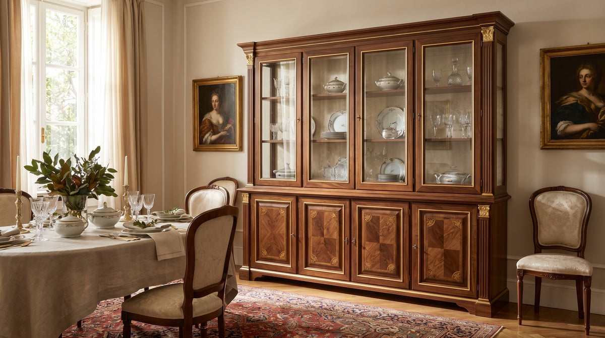 Kristallschrank im Speisezimmer: Glas oder Holztüren kombinieren