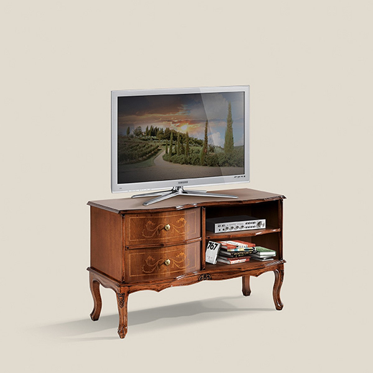 TV-Möbel Classic, 2 Schubladen, 2 Fächer, Modell 084 von Fatto Italia