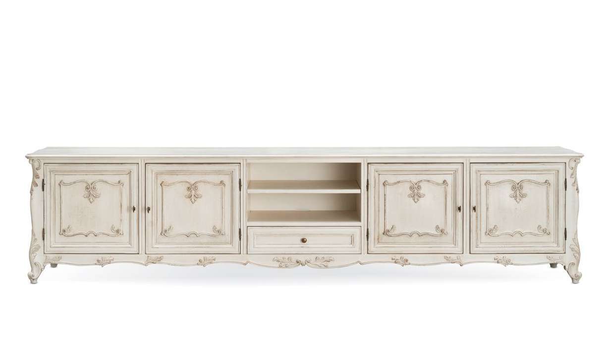 Schrank 4-türig im toskanischen Stil des 18. Jahrhunderts, 300 x 50 x h 69 cm von Fatto Italia