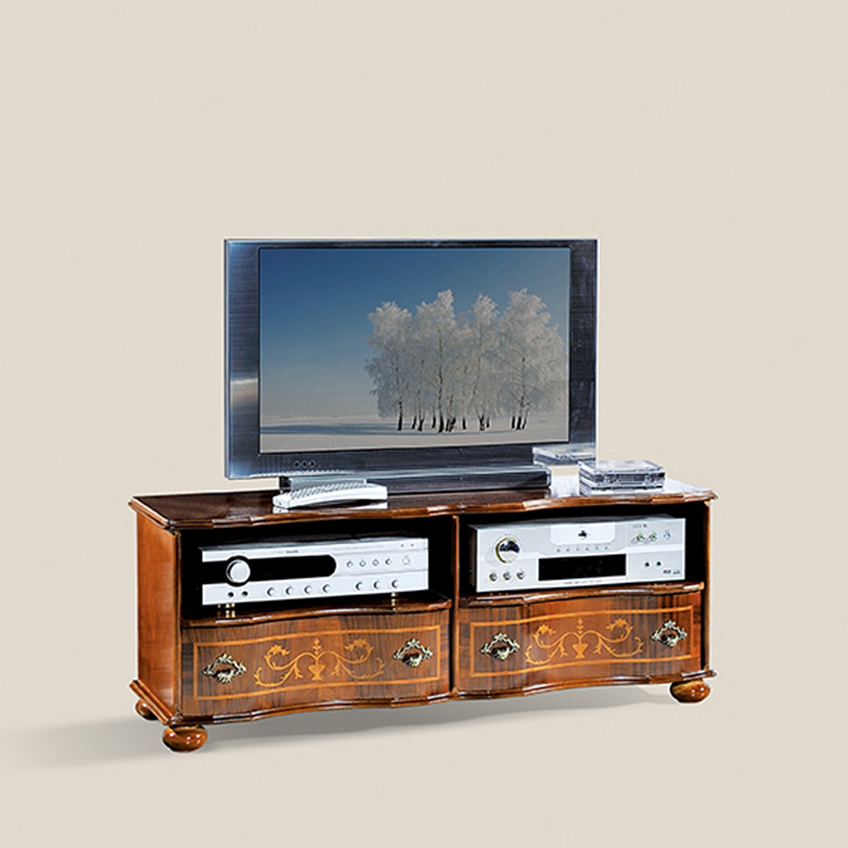 TV-Möbel Classic, 2 Schubladen, 2 Fächer, Modell 538 von Fatto Italia
