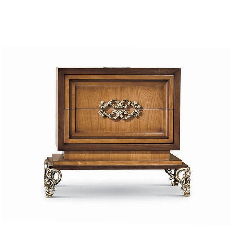 Nachttisch Elissar, handgeschnitzt, mit Intarsien, 70 × 45 × 62,5 cm von Fatto Italia