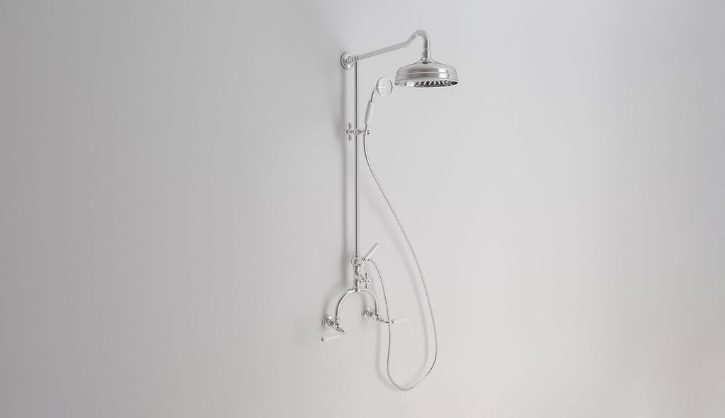 Aufputz-Duscharmatur für Wandinstallation mit Ø 200-Duschkopf und Handbrause Dark White von Fatto Italia