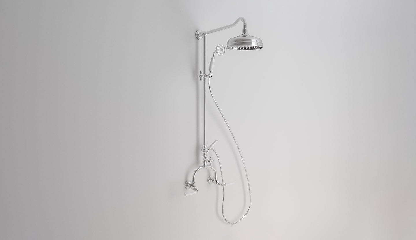 Aufputz-Duscharmatur für Wandinstallation mit Ø 200-Duschkopf und Handbrause Dark White von Fatto Italia