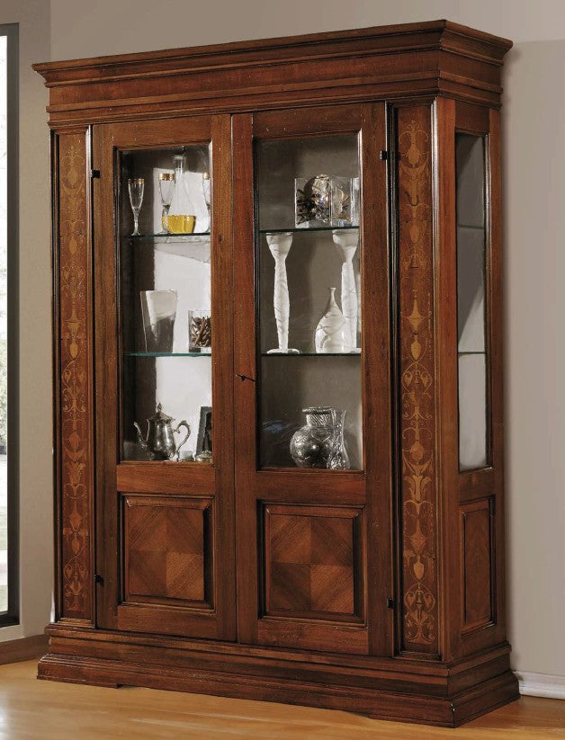 Vitrine Ripiani Cristallo, mit Intarsien, 2-türig von Fatto Italia
