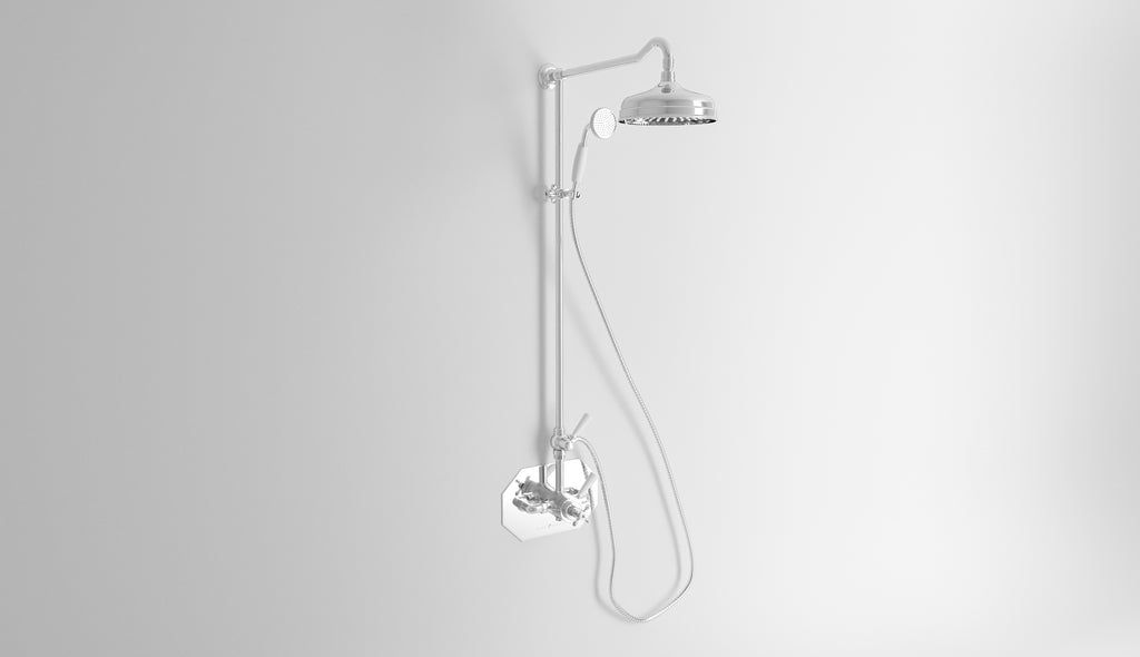 Aufputz-Duscharmatur mit Thermostat-Mischer, Ø 200-Duschkopf und Handbrause Hopkins von Fatto Italia
