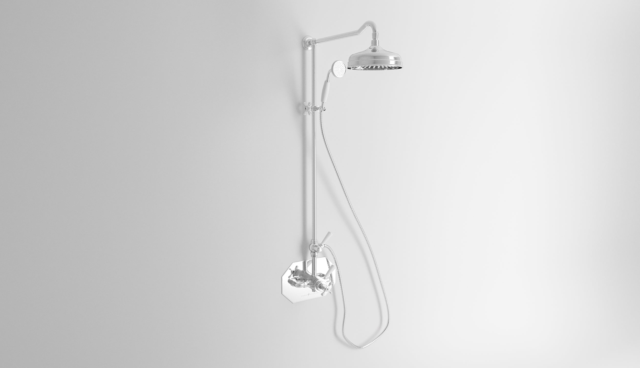 Aufputz-Duscharmatur mit Thermostat-Mischer, Ø 200-Duschkopf und Handbrause James von Fatto Italia