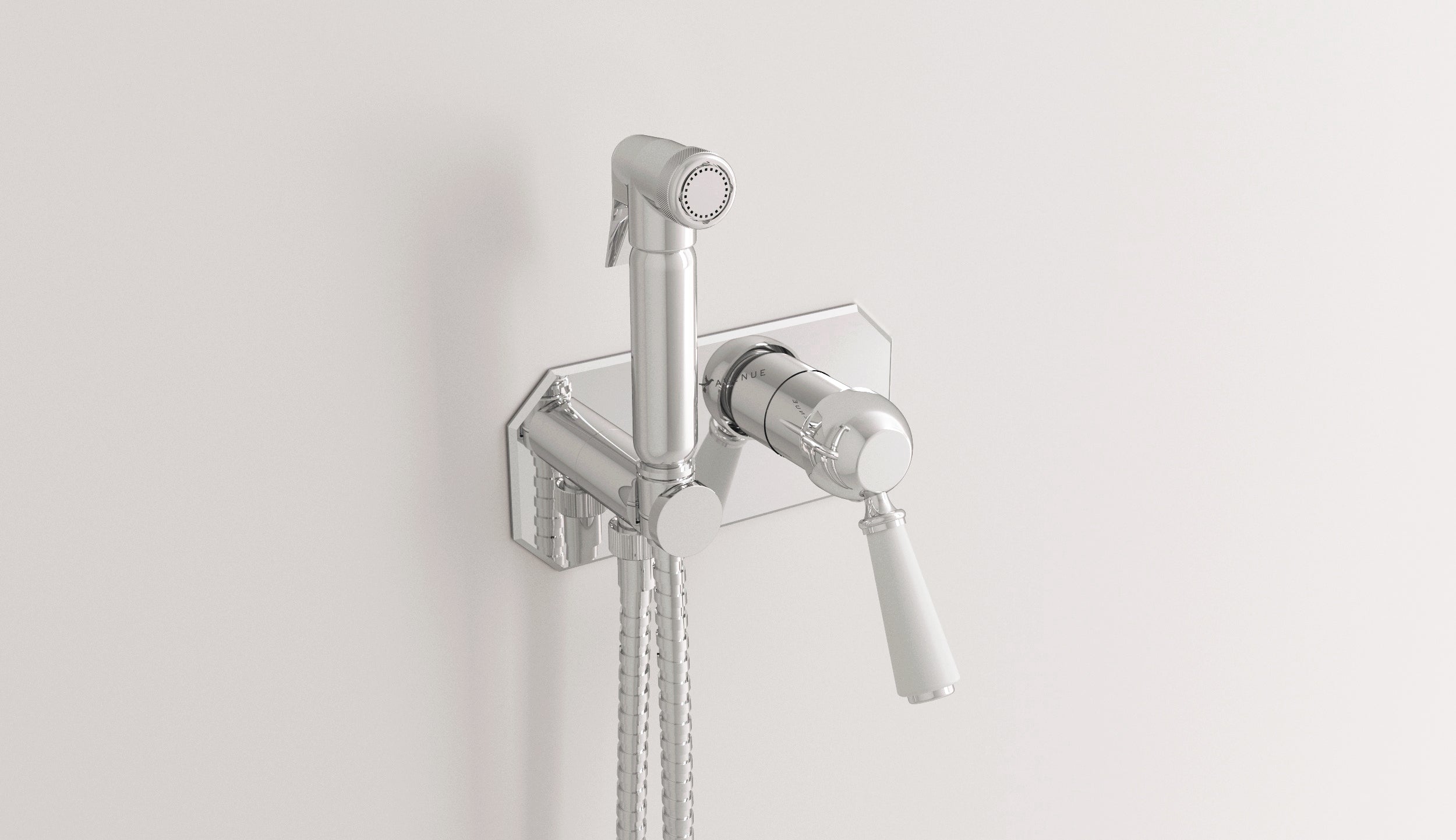 WC-Absperrset mit Mischbatterie und Handbrause Bianca von Fatto Italia