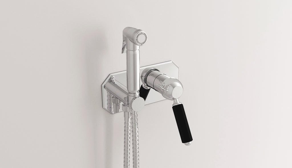 WC-Absperrset mit Mischbatterie und Handbrause Dark Black von Fatto Italia