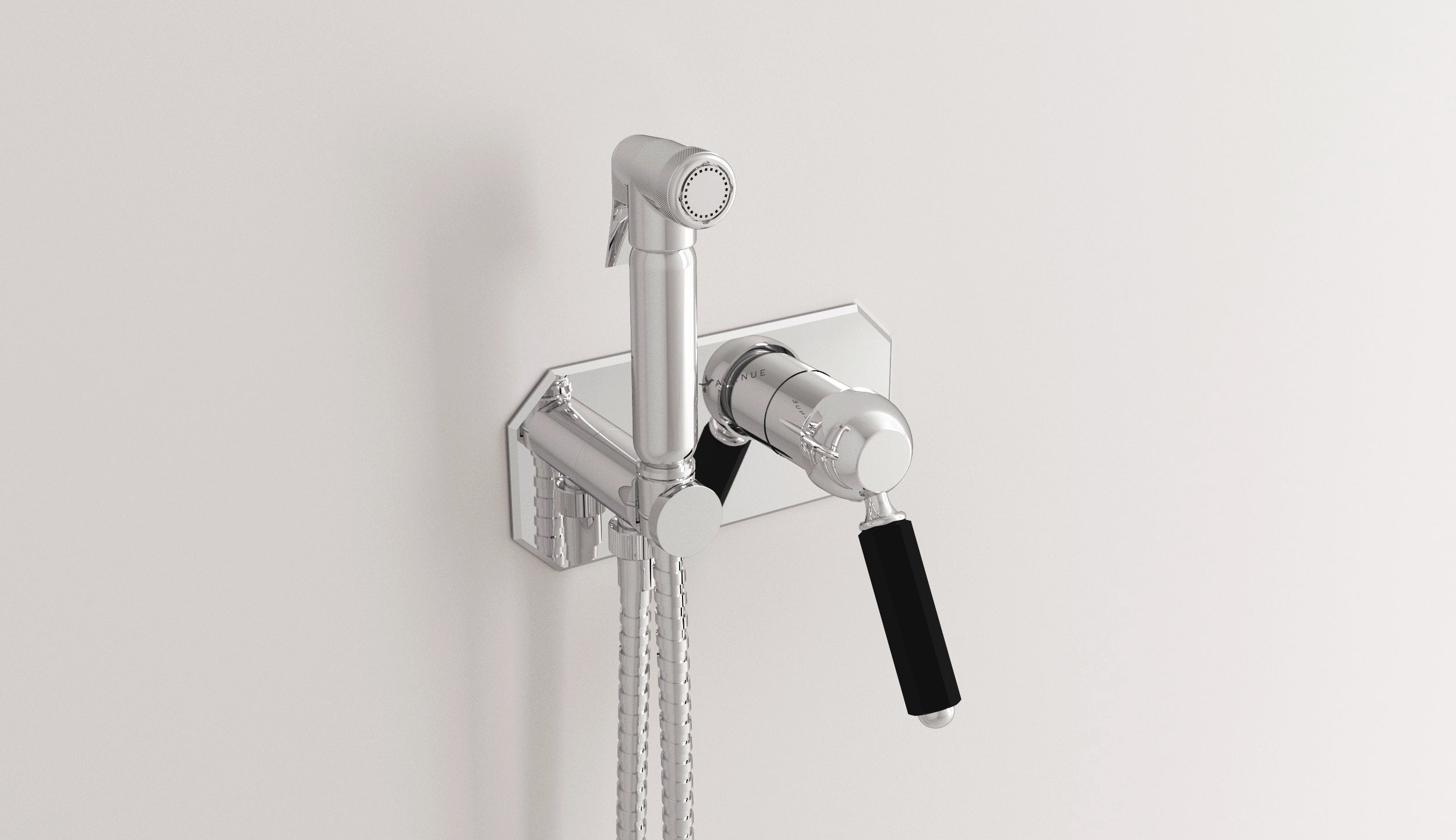 WC-Absperrset mit Mischbatterie und Handbrause Dark Black von Fatto Italia