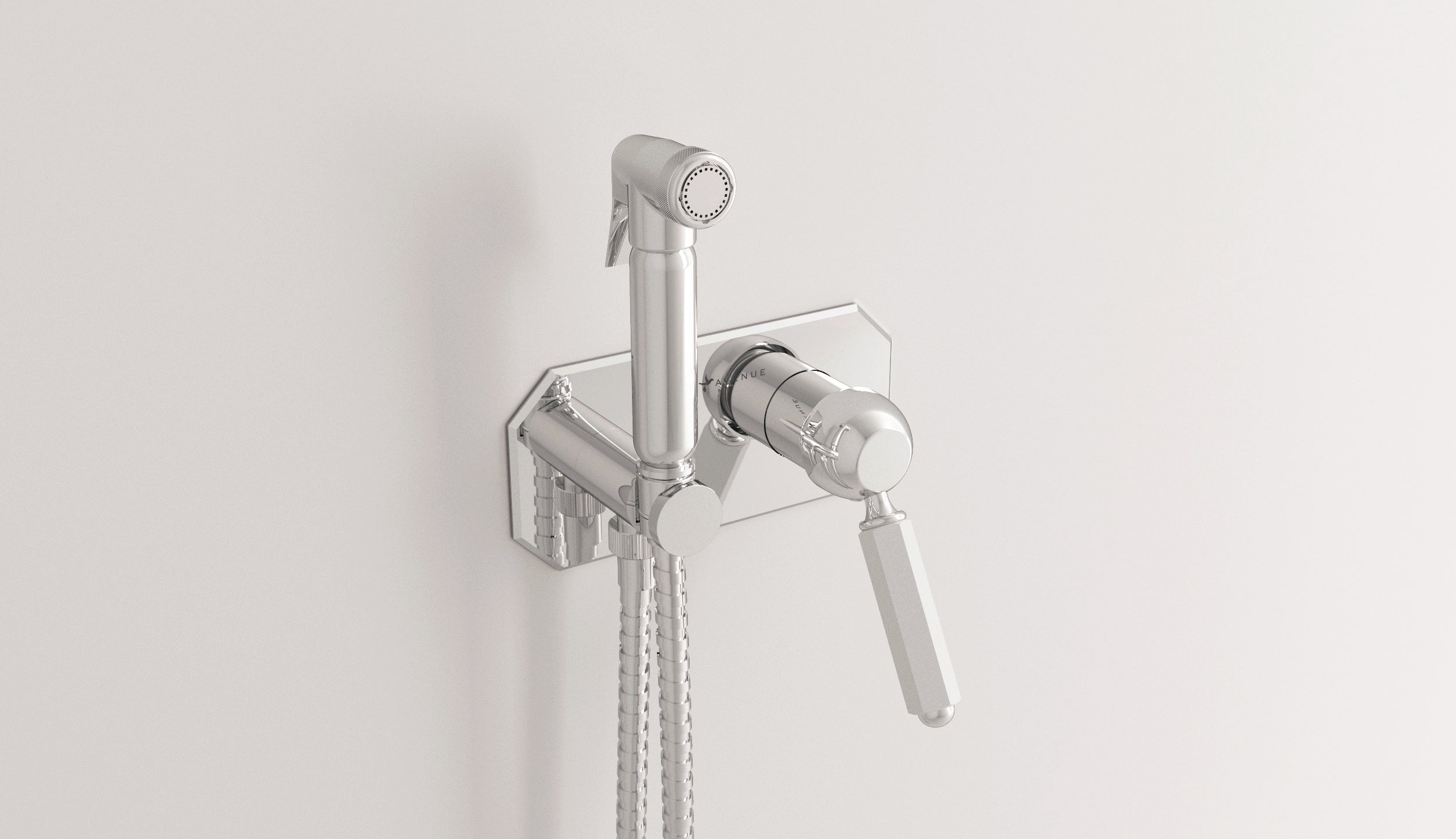 WC-Absperrset mit Mischbatterie und Handbrause Dark White von Fatto Italia