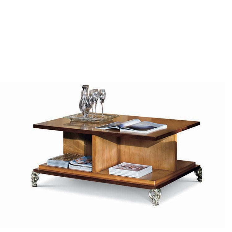 Beistelltisch Elissar, mit Intarsien, rechteckig, 123 × 77,5 × 54 cm von Fatto Italia