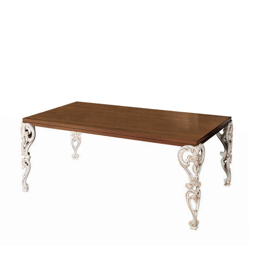 Tisch Elissar, handgeschnitzt, mit Intarsien, 183 × 98 × 78 cm von Fatto Italia