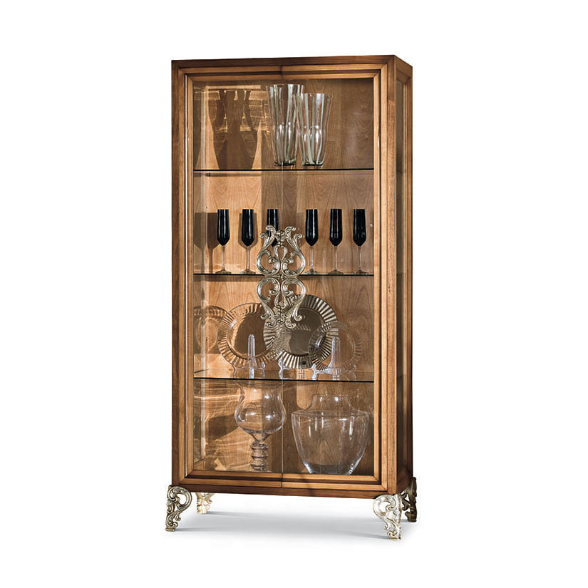 Vitrine Elissar, 2-türig, mit Intarsien, 92,5 × 51 × 191,5 cm von Fatto Italia
