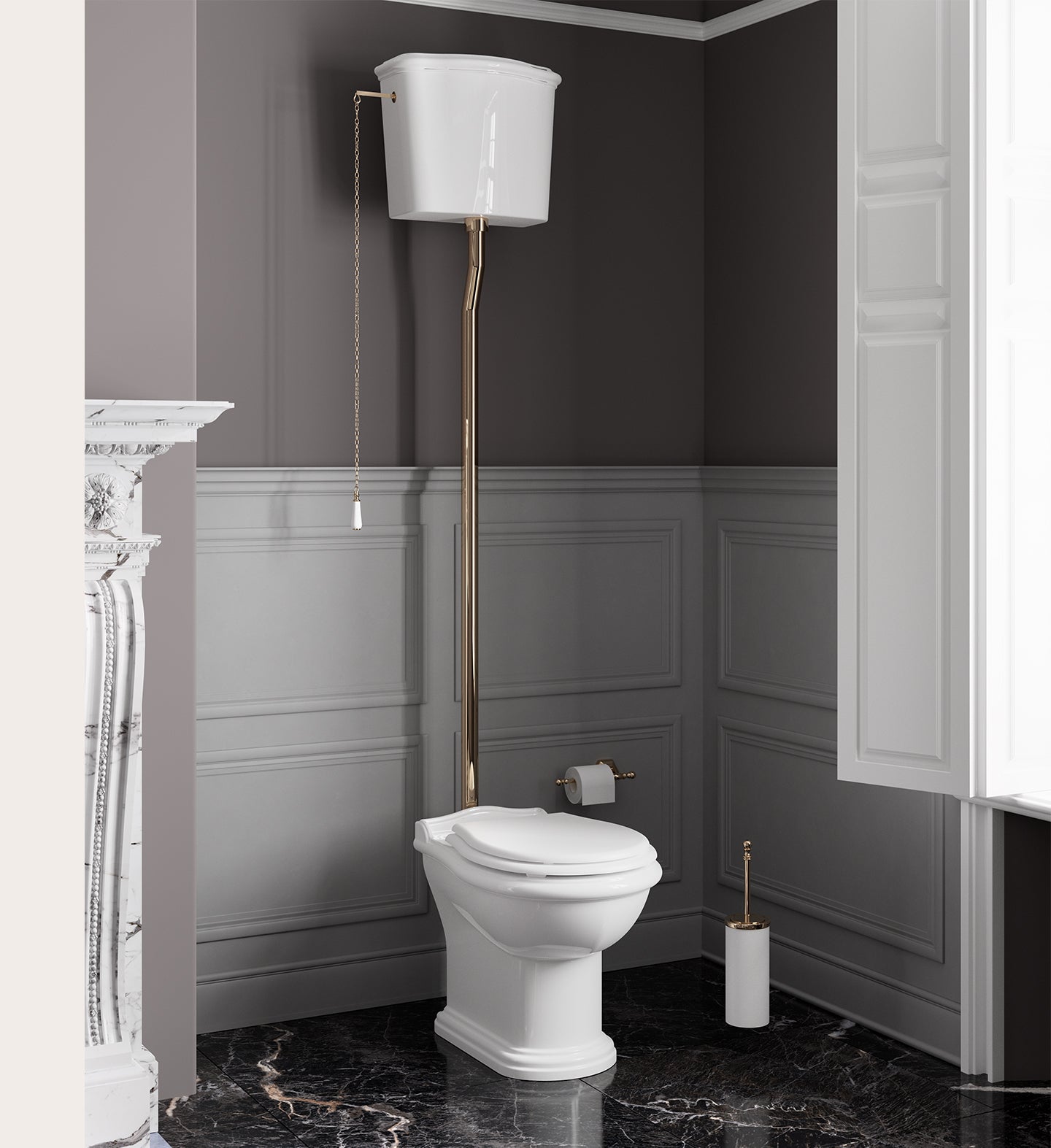 WC mit hoch installiertem Spülkasten Crown von Fatto Italia