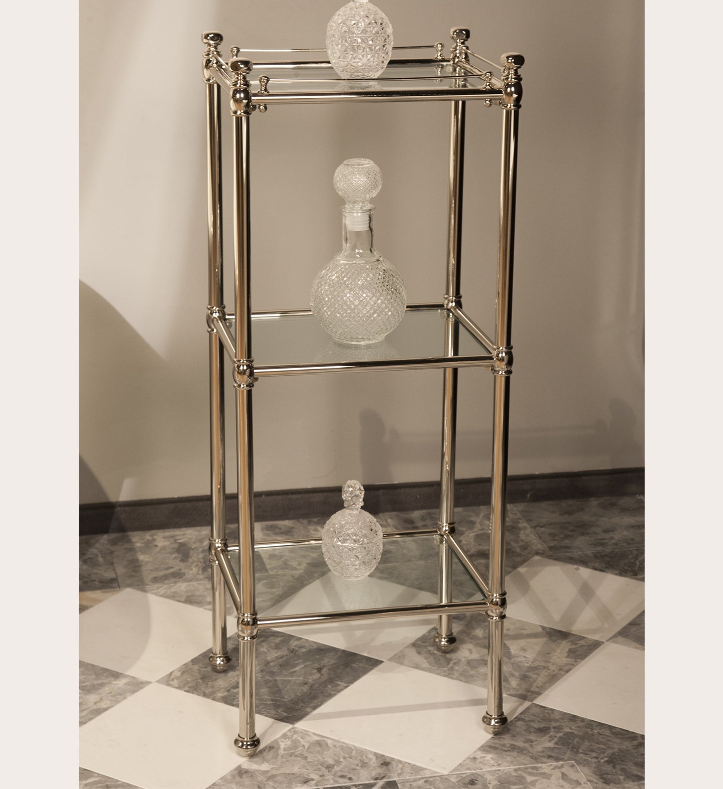 Kleinmöbel aus Messing mit 3 Glas-Fachböden Westin von Fatto Italia