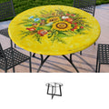 Gartentisch aus handbemaltem Lavastein Helios, rund Ø 100 cm mit Untergestell Life-C D80