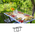 Gartentisch aus handbemaltem Lavastein July, rechteckig 160 × 80 cm mit Untergestell Biquadro 130x60