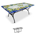Gartentisch aus handbemaltem Lavastein Dea, rechteckig 200 × 100 cm mit Untergestell Biquadro 180x80