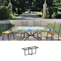 Gartentisch aus handbemaltem Lavastein Fantasia di Frutta, rechteckig 200 × 100 cm mit Untergestell Biquadro 180x80