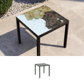 Gartentisch aus handbemaltem Lavastein Biarritz, quadratisch 70 × 70 cm mit Untergestell Friends Q70