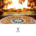 Gartentisch aus handbemaltem Lavastein Deruta Antico, rund Ø 80 cm mit Untergestell Archi-Cricket D60